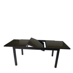 Schwarzer Gartentisch aus Aluminium & Glas - Chiano