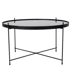 Schwarzer Glas Wohnzimmertisch in Rund 70 cm - Chroma