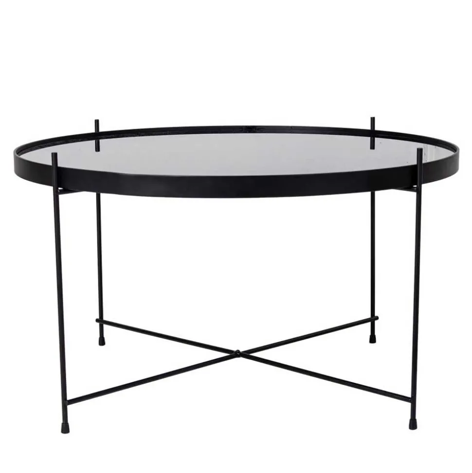 Schwarzer Glas Wohnzimmertisch in Rund 70 cm - Chroma