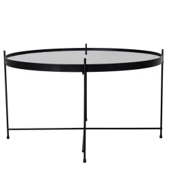 Schwarzer Glas Wohnzimmertisch in Rund 70 cm - Chroma