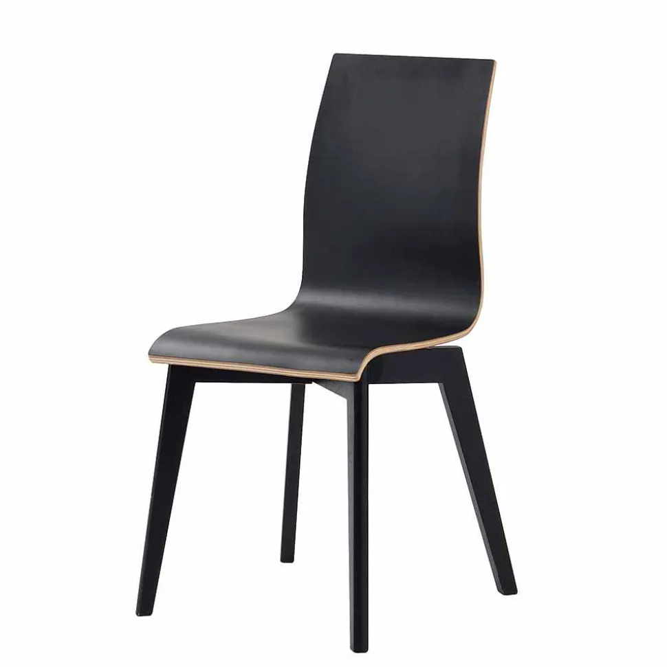 Schwarzer Holzstuhl mit Eiche - Join (2er Set)