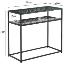 Schwarzer Konsolentisch mit Glasplatte - Panfreda