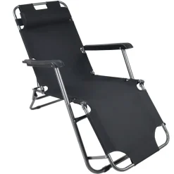 Schwarzer Liegestuhl klappbar - Conceppa