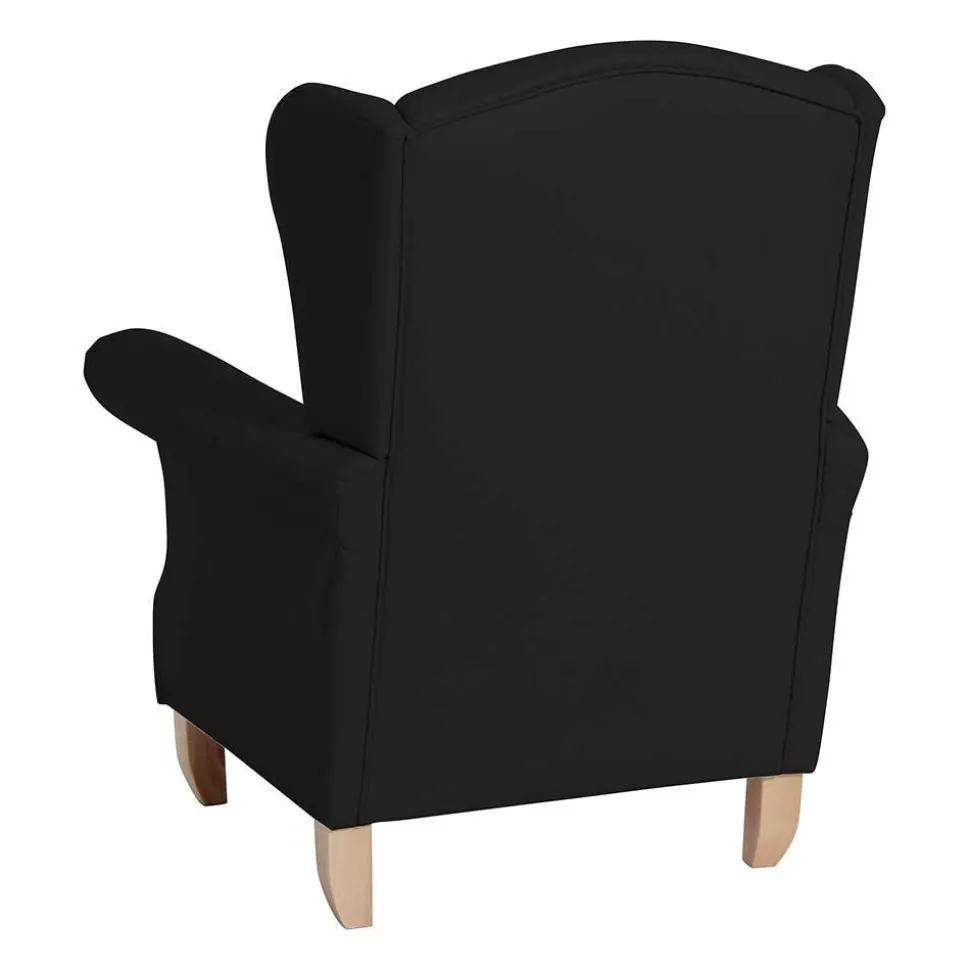 Schwarzer Ohrenbackensessel aus Kunstleder - Yannik