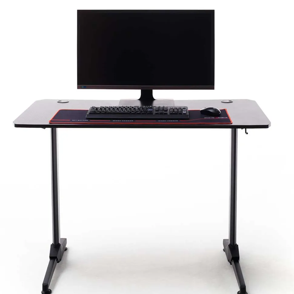 Schwarzer PC Schreibtisch mit Kabeldurchlass - Limon