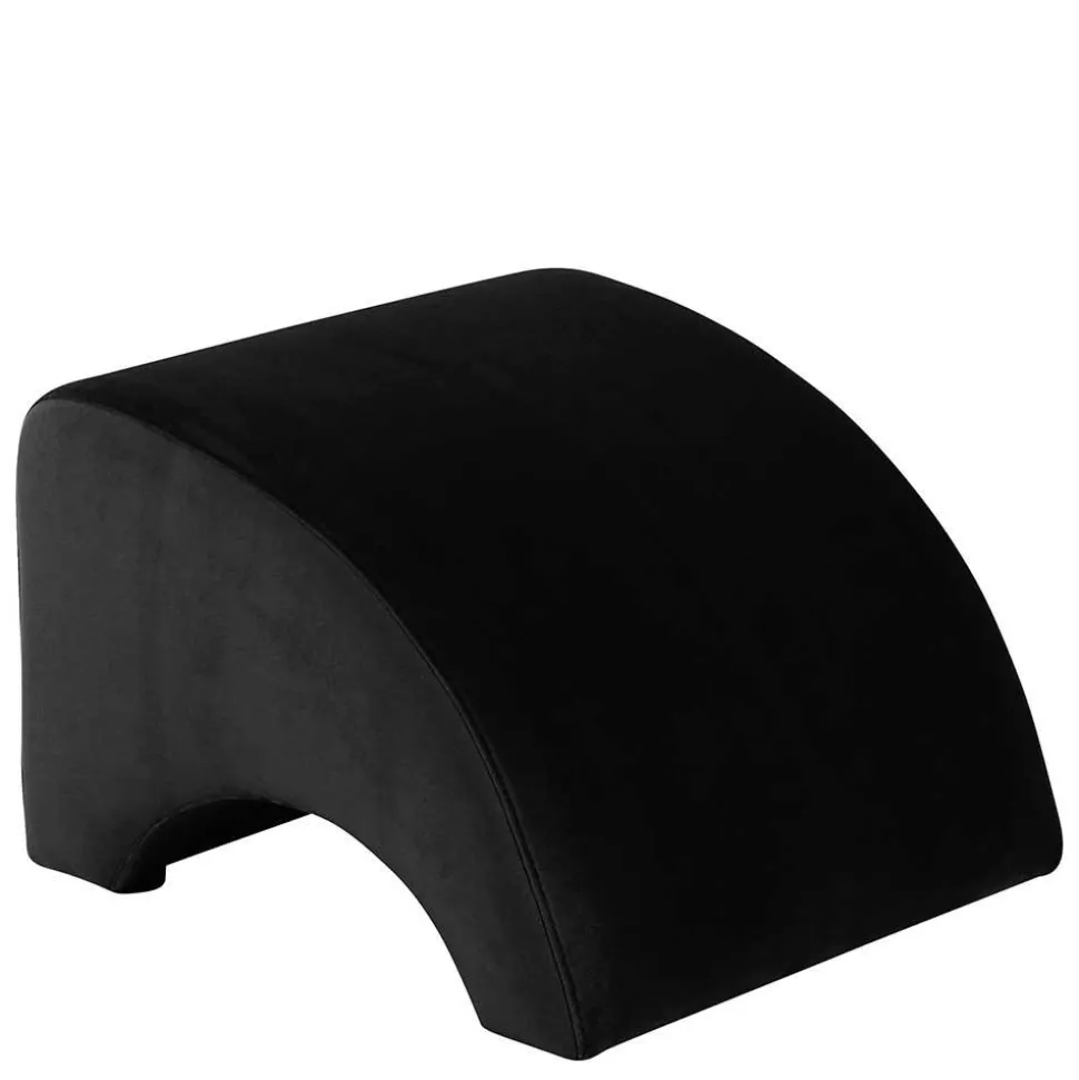 Schwarzer Polsterhocker aus Samtvelours - Leverias