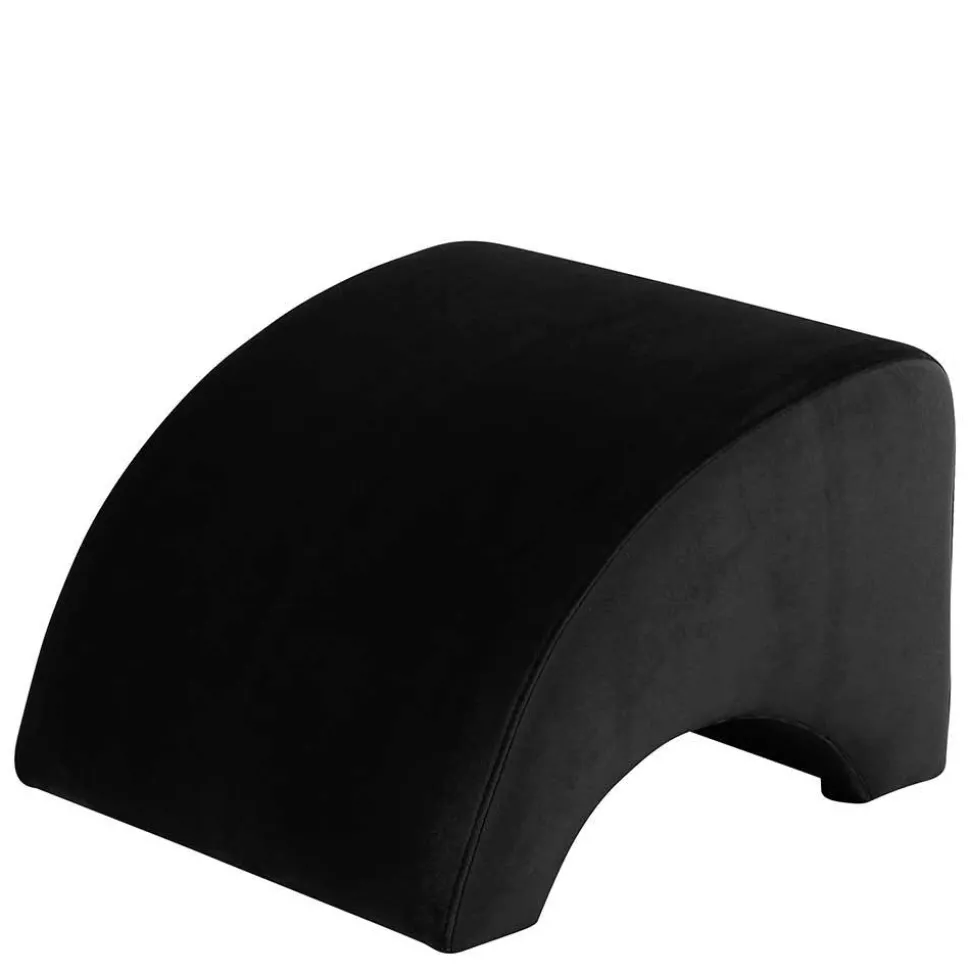 Schwarzer Polsterhocker aus Samtvelours - Leverias