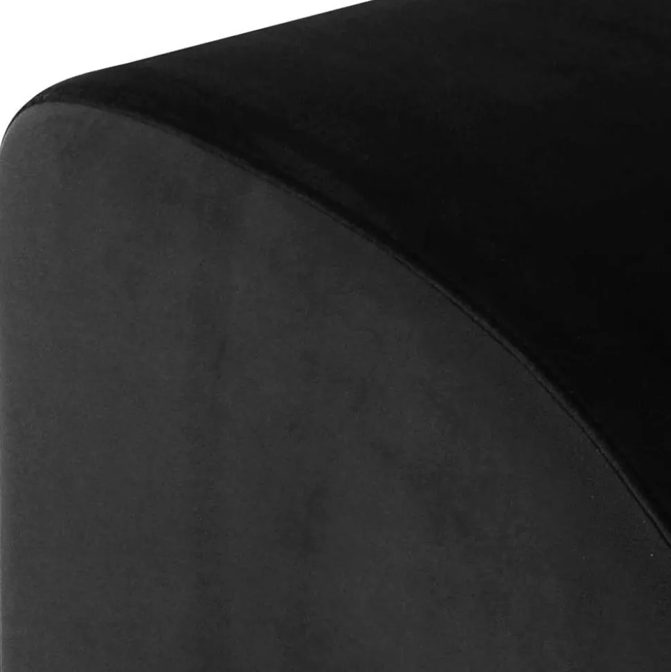 Schwarzer Polsterhocker aus Samtvelours - Leverias