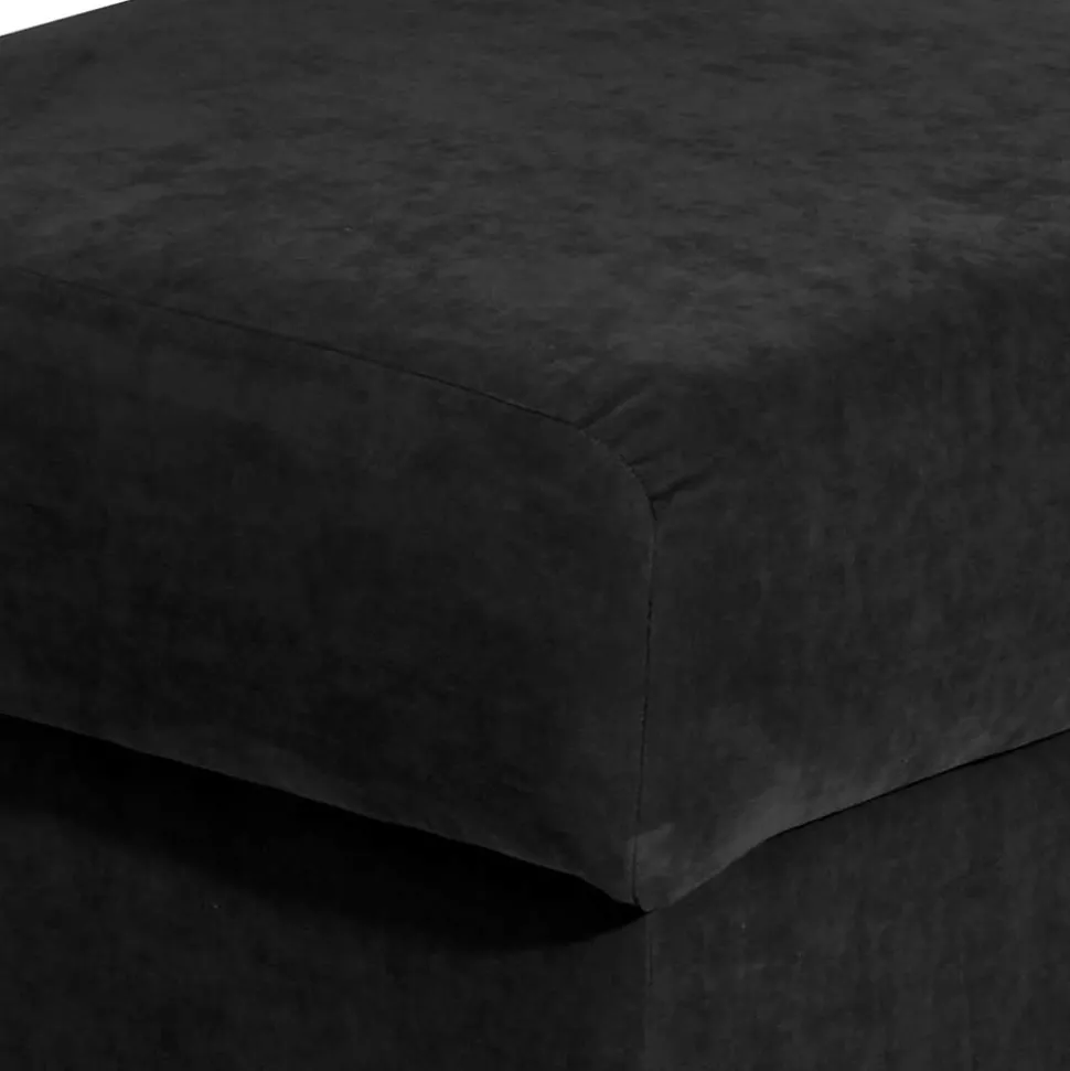 Schwarzer Polsterhocker mit Veloursbezug - Bravassa