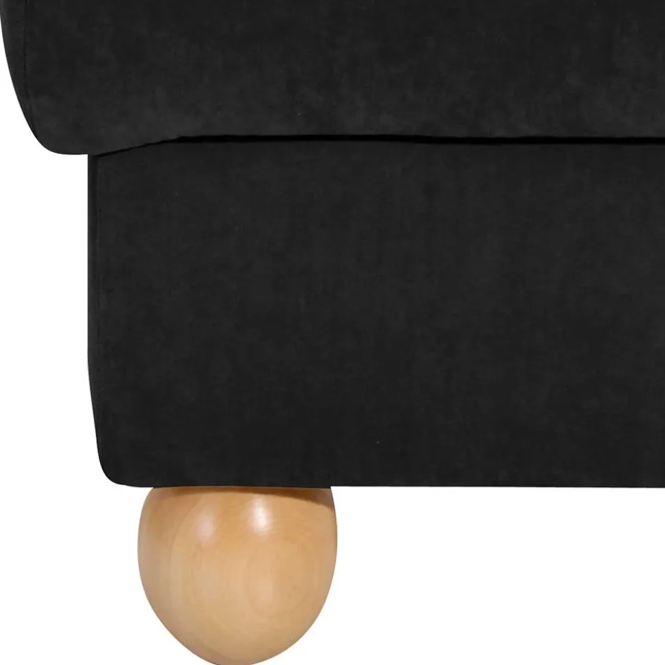 Schwarzer Polsterhocker mit Veloursbezug - Bravassa