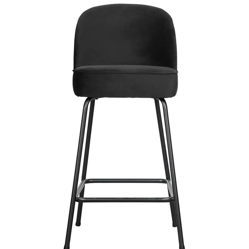 Schwarzer Retro Samt Barstuhl in zwei Höhen - Abelless