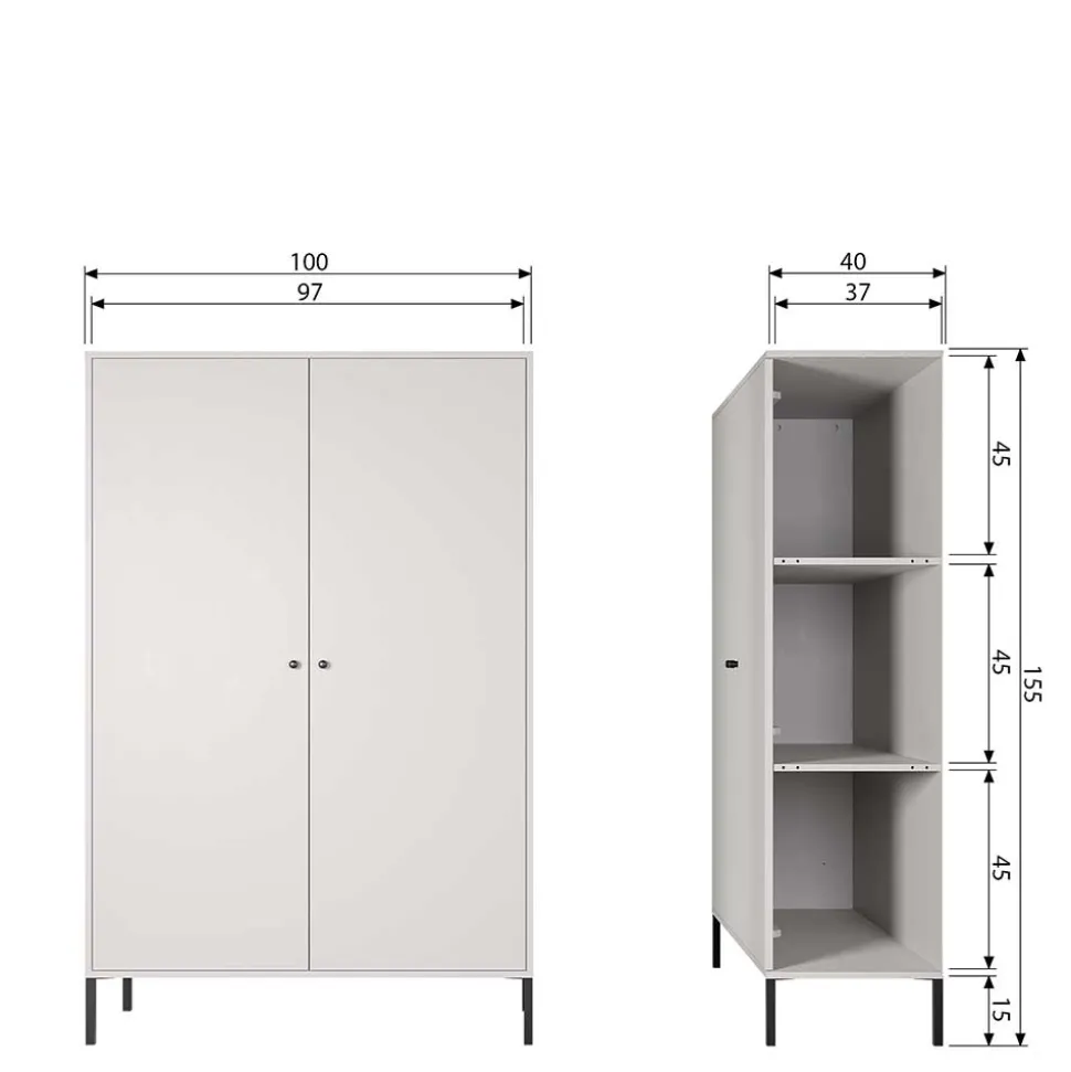 Schwarzer Schrank mit Doppeltür - 100x155x40 - Burgossi