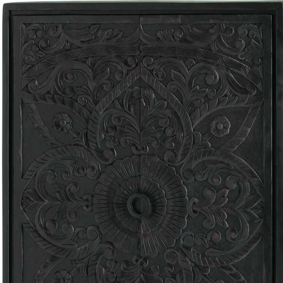 Schwarzer Schrank mit Schnitzereien - Namibe