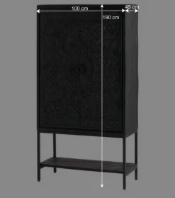 Schwarzer Schrank mit Schnitzereien - Namibe