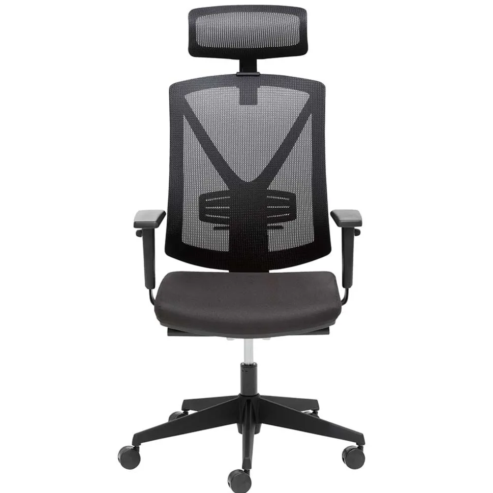 Schwarzer Schreibtischsessel mit Lordosenstütze - Drike