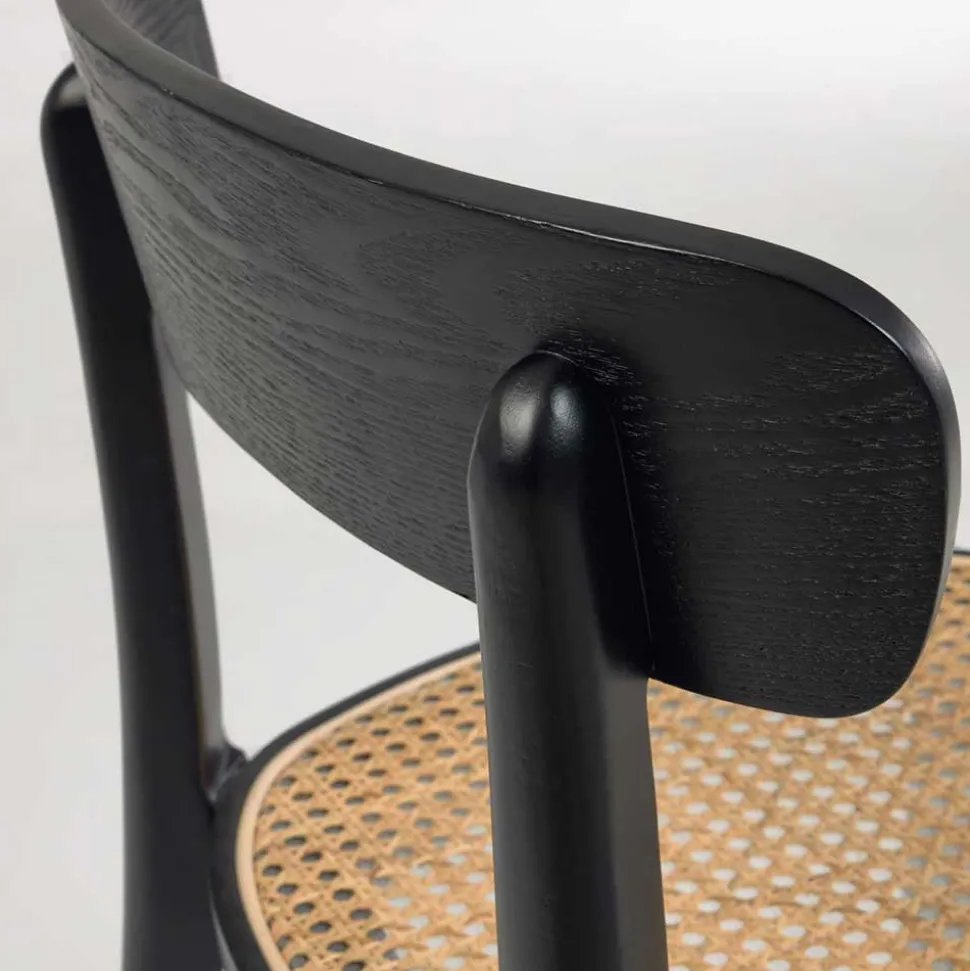 Schwarzer Stühle mit Rattan - Racer (2er Set)