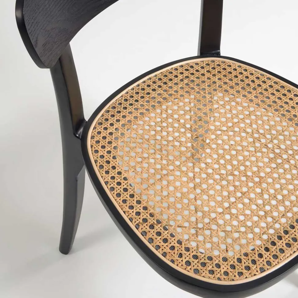 Schwarzer Stühle mit Rattan - Racer (2er Set)