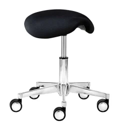 Schwarzer Stoff Bürohocker mit Dreh-Rollen-Gestell - Calvin