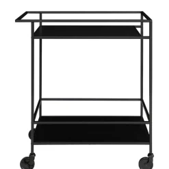 Schwarzer Teewagen auf Metallrollen - Kalinca