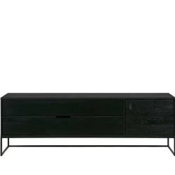 Schwarzer TV Unterschrank mit zwei Schubladen - Almery