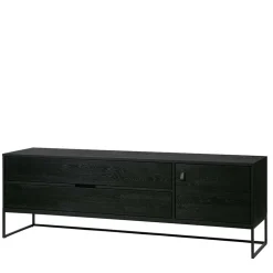 Schwarzer TV Unterschrank mit zwei Schubladen - Almery