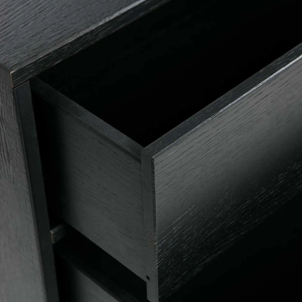 Schwarzer TV Unterschrank mit zwei Schubladen - Almery