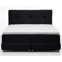 Schwarzes Boxspringbett mit Bettkasten - Luya