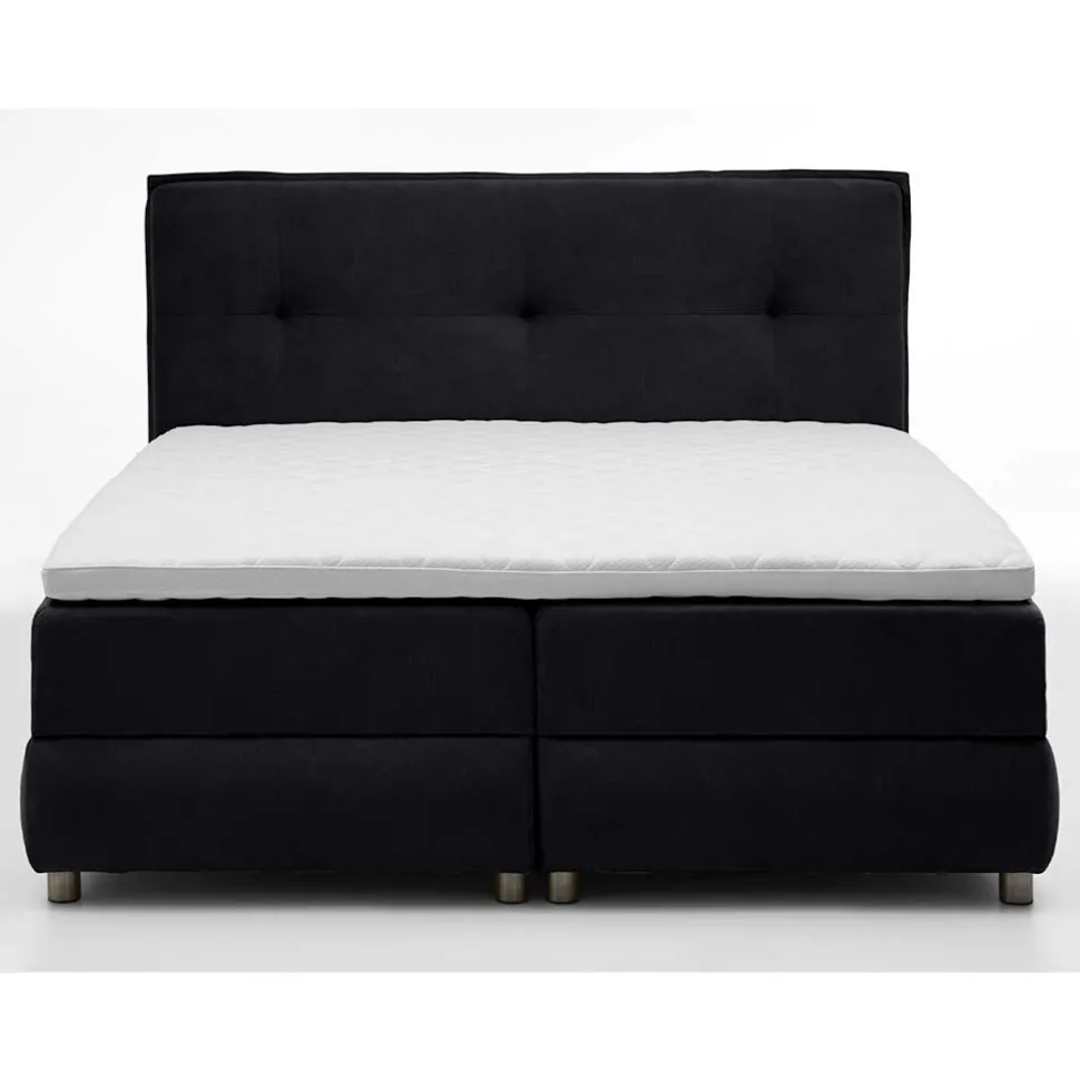 Schwarzes Boxspringbett mit Bettkasten - Luya