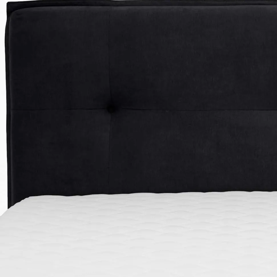 Schwarzes Boxspringbett mit Bettkasten - Luya