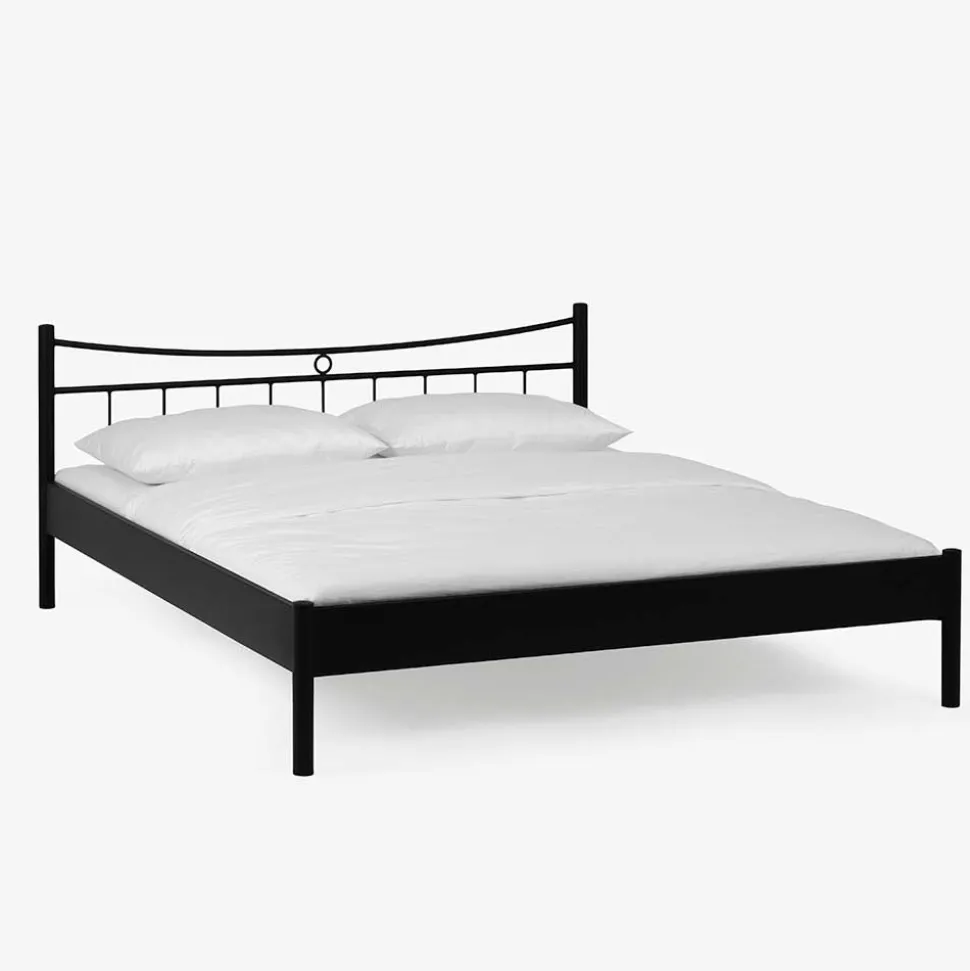 Schwarzes Einzelbett Bairika mit Nachttisch (zweiteilig)