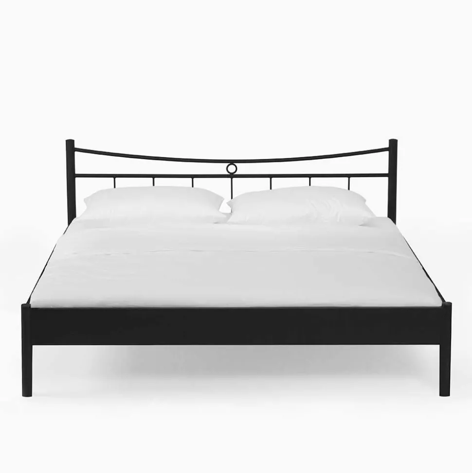 Schwarzes Einzelbett Bairika mit Nachttisch (zweiteilig)