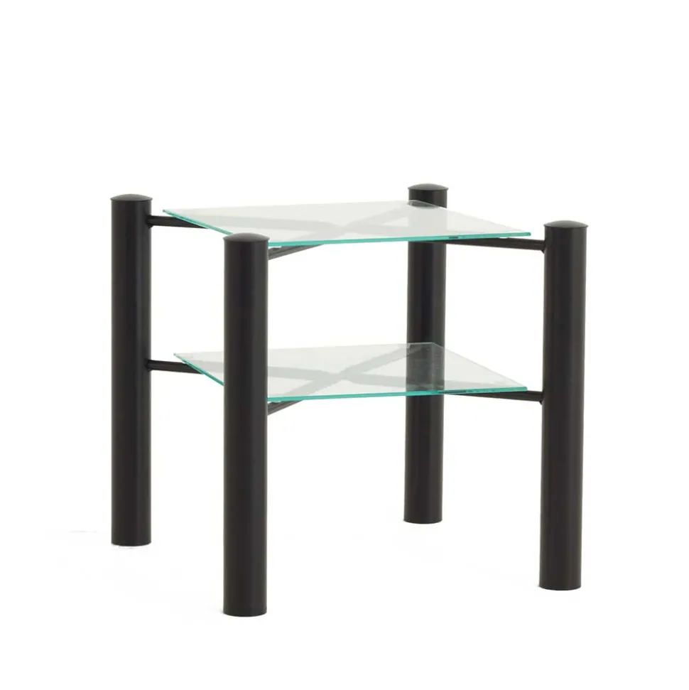 Schwarzes Einzelbett Bairika mit Nachttisch (zweiteilig)