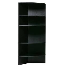 Schwarzes Holz Regal in Halbrund - Nircana