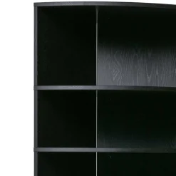 Schwarzes Holz Regal in Halbrund - Nircana