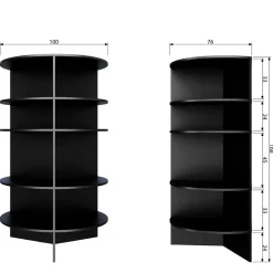Schwarzes Holz Regal in Halbrund - Nircana