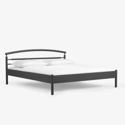 Schwarzes Metallbett Boston mit Kopfteil gerundet