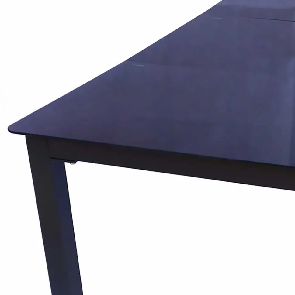 Schwarzglas Gartentisch in drei Größen - Rozenna