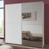 Schwebetürenkleiderschrank in Weiß mit Spiegel - Uvaiano