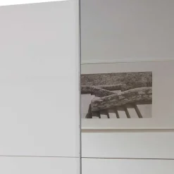 Schwebetürenkleiderschrank in Weiß mit Spiegel - Uvaiano