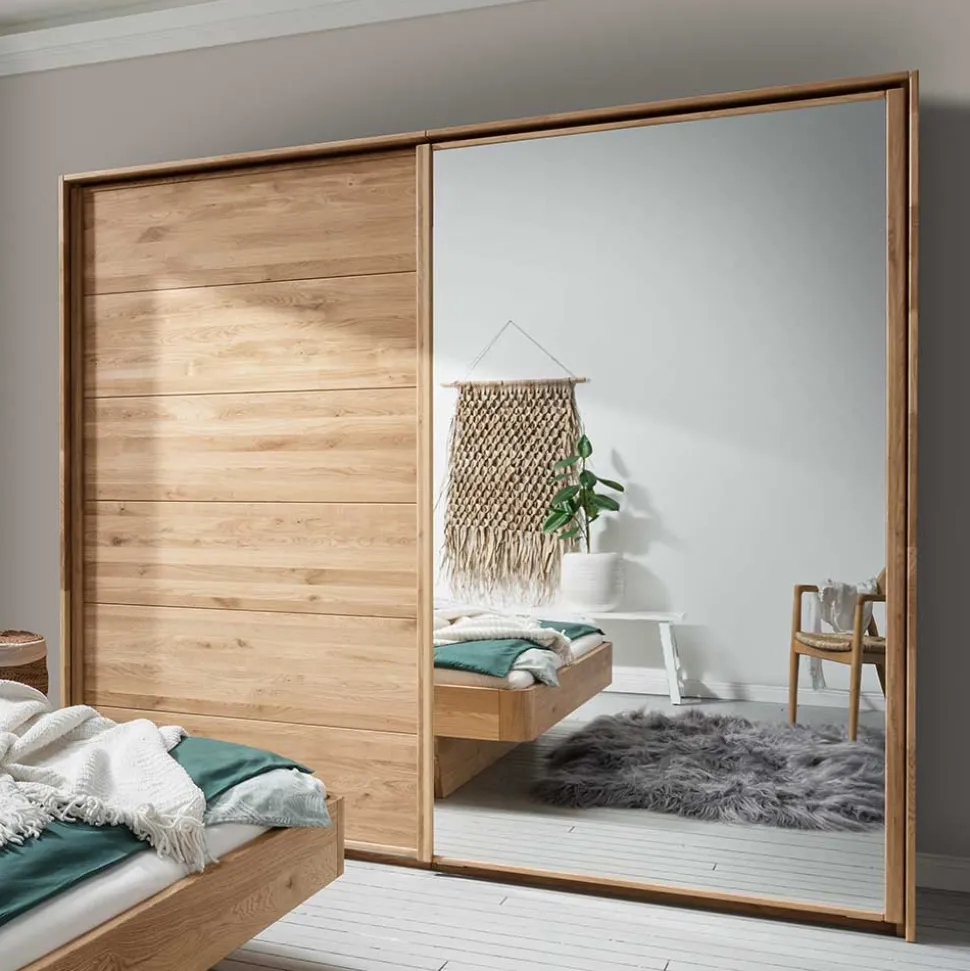 Schwebetürenschrank aus Wildeiche mit Spiegel - Divnoi