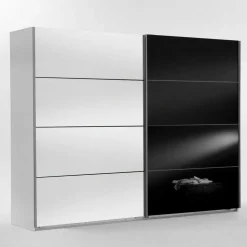 Schwebetürenschrank Carno mit Schwarzglas