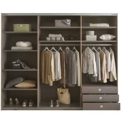 Schwebetürenschrank in Grau und Wildeiche Hell - Simple