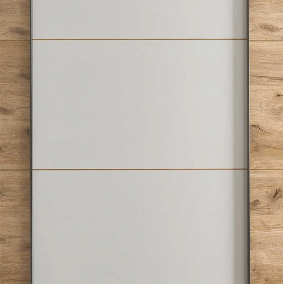 Schwebetürenschrank in Grau und Wildeiche Hell - Simple