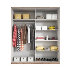 Schwebetürenschrank in Holzoptik Eiche Dunkel - Ceusenia