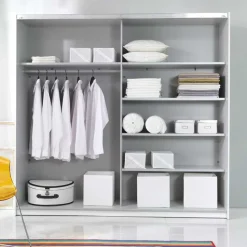 Schwebetürenschrank in Weiß mit Spiegel - Juleste