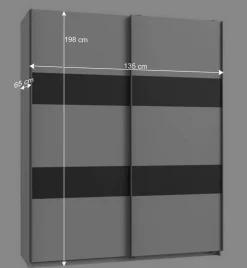 Schwebetürenschrank mit Metallgriffen - Malente