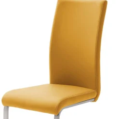 Schwingstuhl in Curry Gelb Kunstleder Ericova mit Edelstahl Gestell (4er Set)