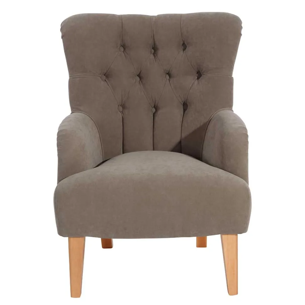 Sessel in Beigegrau und Buche - Celavio