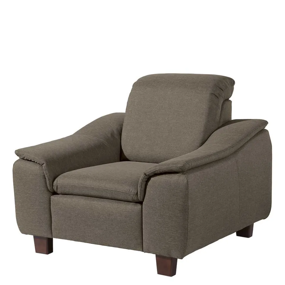 Sessel in Beigegrau und Nussbaum - Abecra