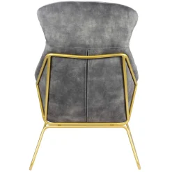 Sessel in Grau Samtvelours & Messing Metall - Henrics